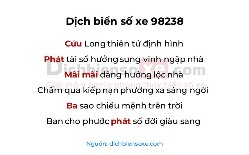 Dịch thơ biển số 98238