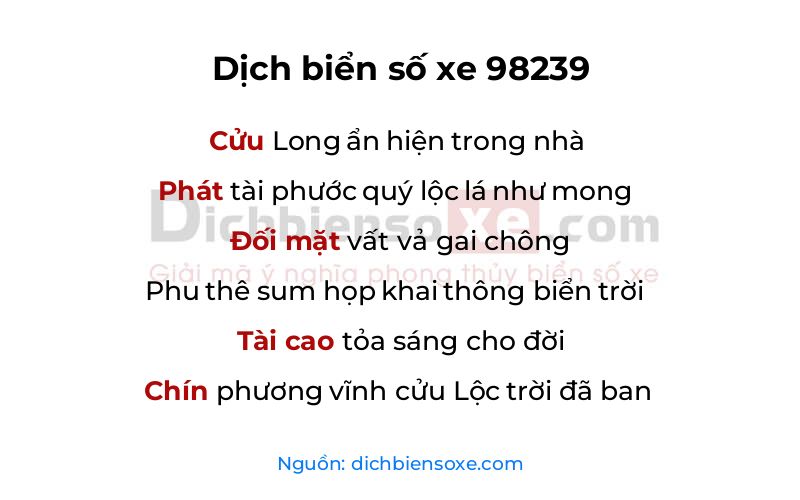 Dịch thơ biển số 98239
