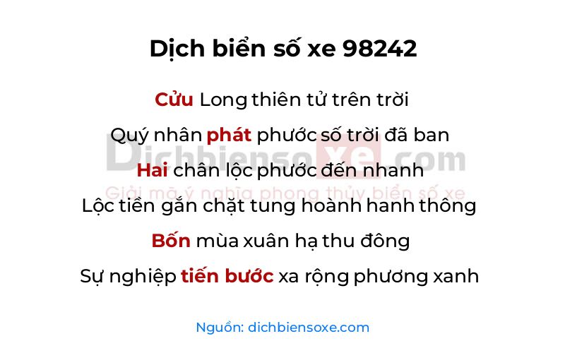 Dịch thơ biển số 98242