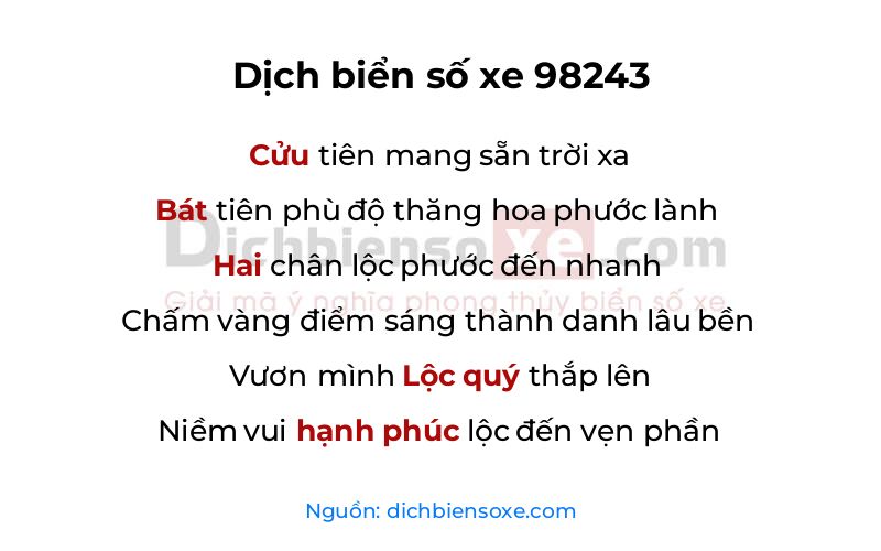 Dịch thơ biển số 98243