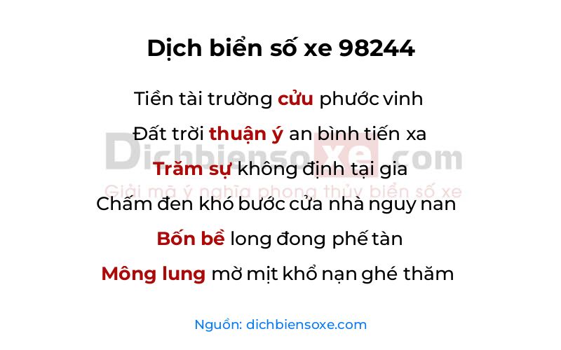 Dịch thơ biển số 98244