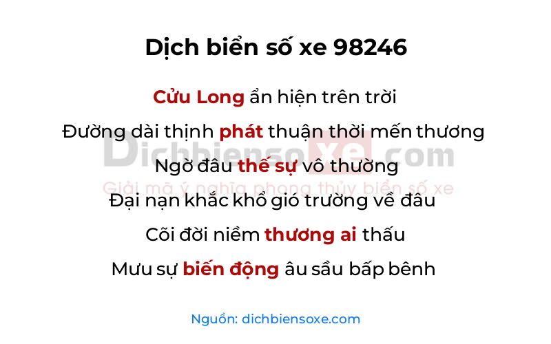 Dịch thơ biển số 98246