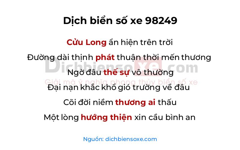 Dịch thơ biển số 98249