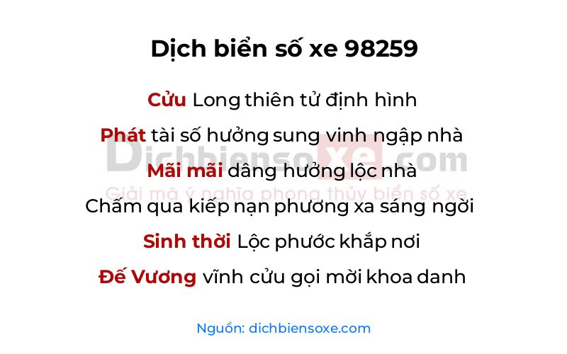Dịch thơ biển số 98259