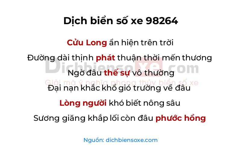 Dịch thơ biển số 98264