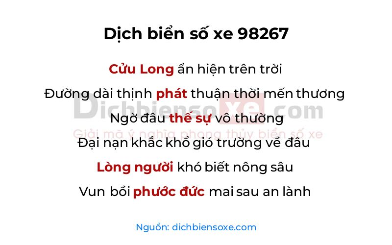 Dịch thơ biển số 98267