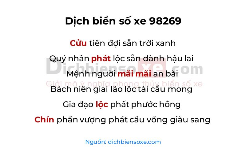 Dịch thơ biển số 98269