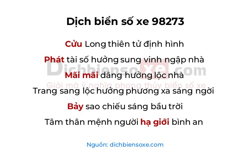 Dịch thơ biển số 98273