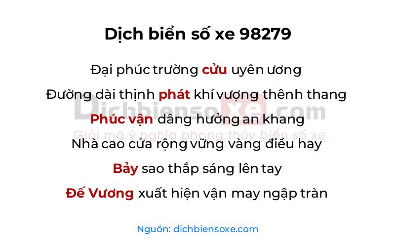Dịch thơ biển số 98279