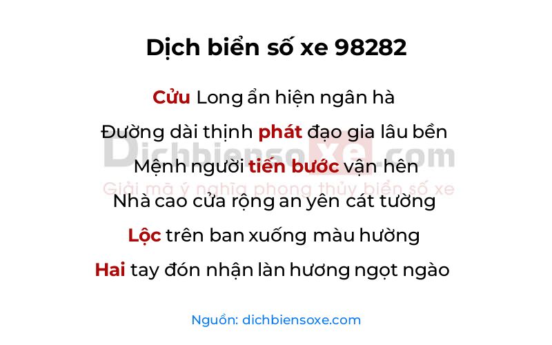 Dịch thơ biển số 98282