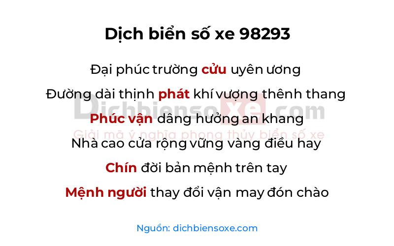 Dịch thơ biển số 98293