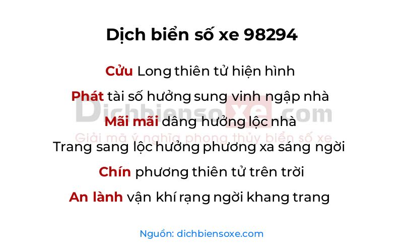 Dịch thơ biển số 98294