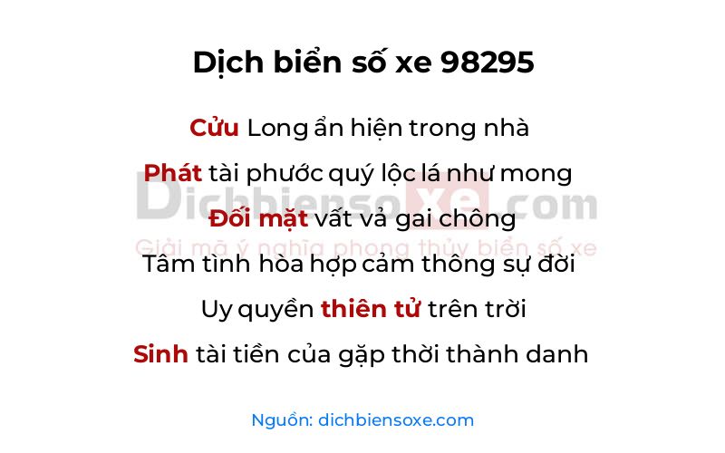 Dịch thơ biển số 98295