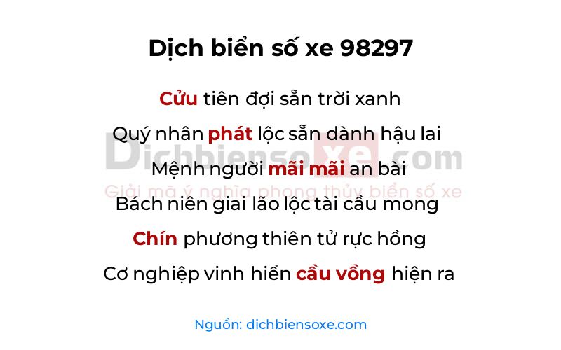 Dịch thơ biển số 98297