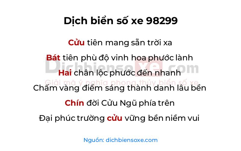 Dịch thơ biển số 98299