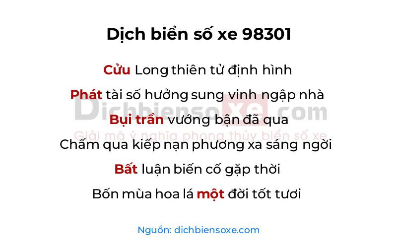 Dịch thơ biển số 98301