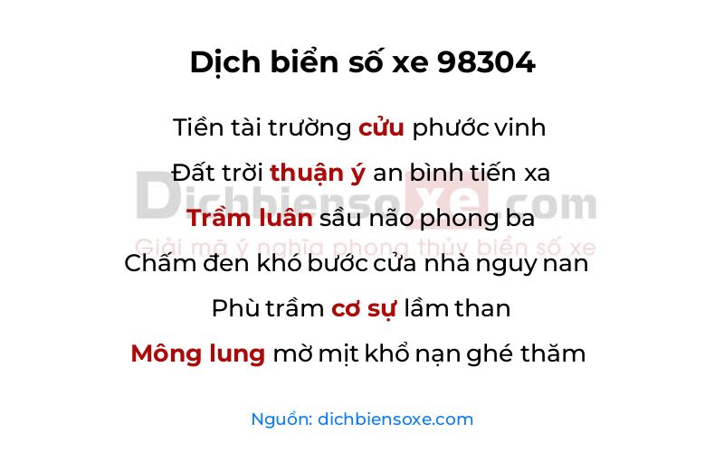 Dịch thơ biển số 98304
