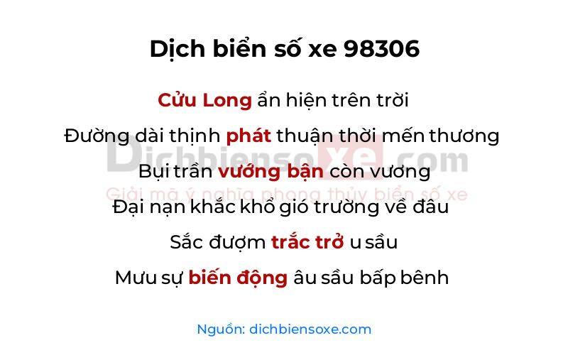 Dịch thơ biển số 98306