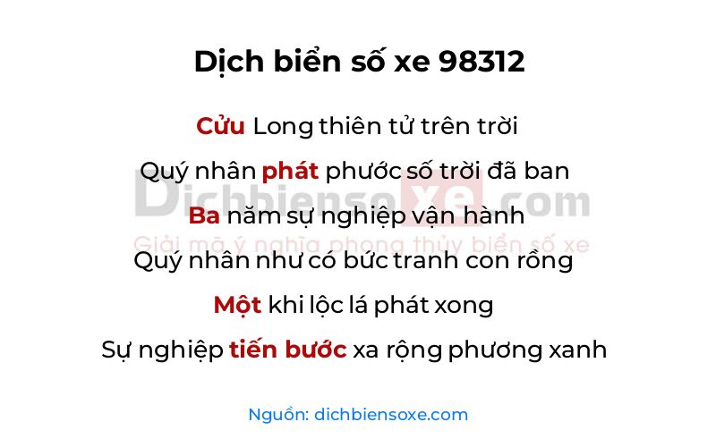 Dịch thơ biển số 98312