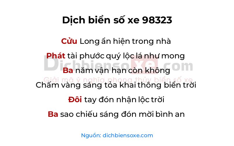 Dịch thơ biển số 98323