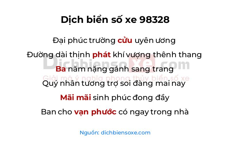 Dịch thơ biển số 98328