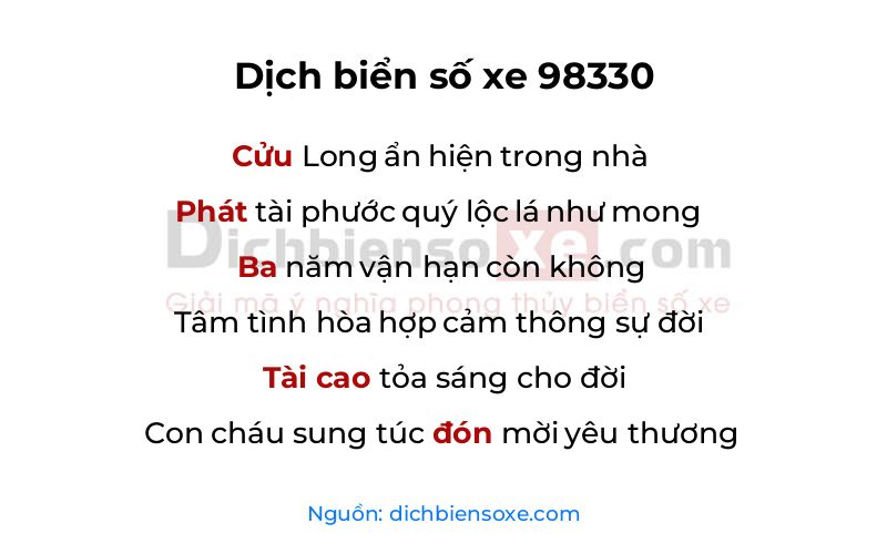 Dịch thơ biển số 98330