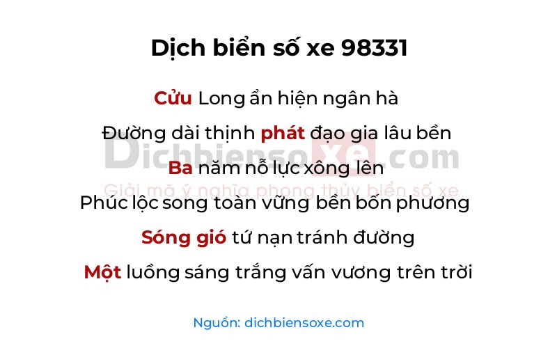 Dịch thơ biển số 98331