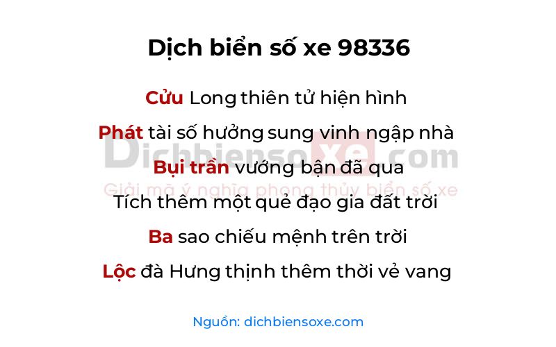 Dịch thơ biển số 98336