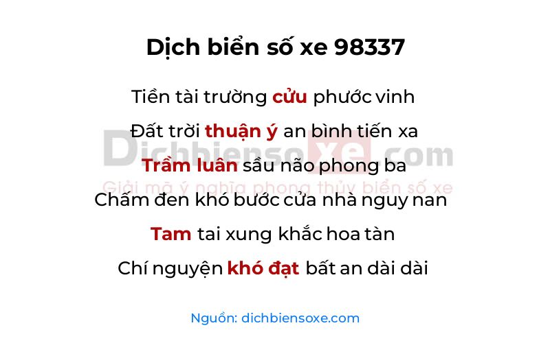 Dịch thơ biển số 98337