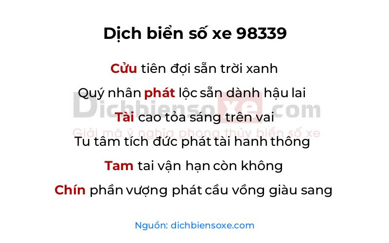 Dịch thơ biển số 98339