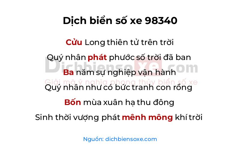 Dịch thơ biển số 98340