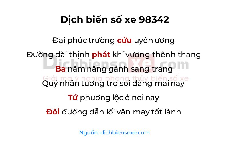 Dịch thơ biển số 98342