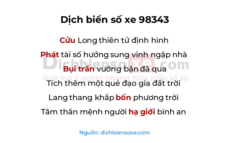 Dịch thơ biển số 98343