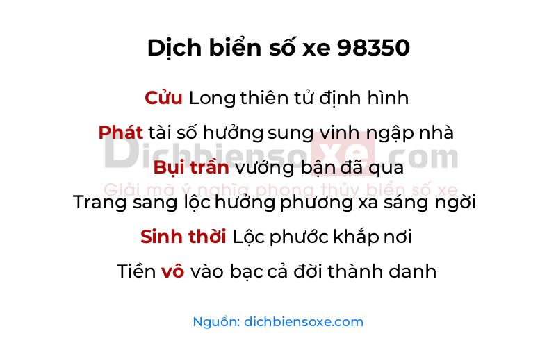 Dịch thơ biển số 98350