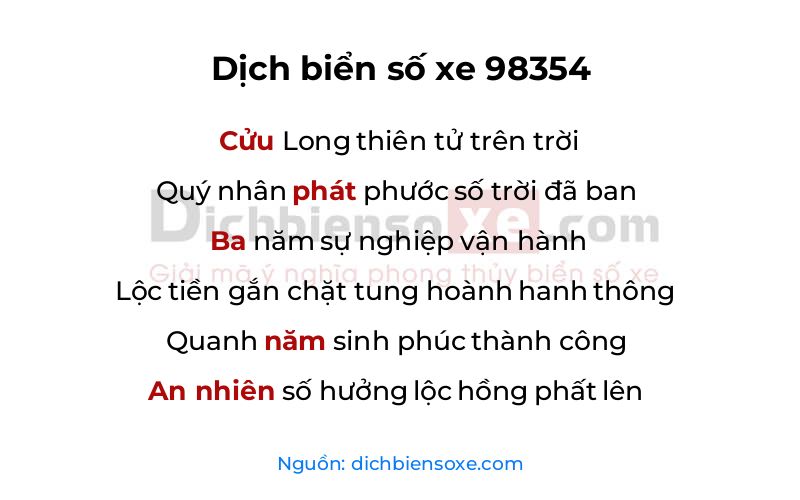 Dịch thơ biển số 98354