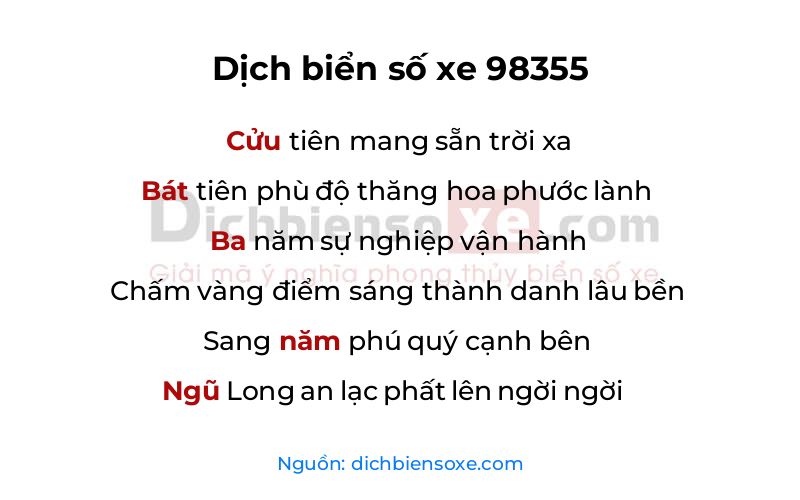 Dịch thơ biển số 98355