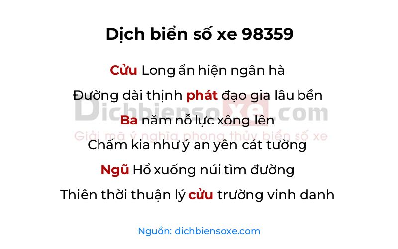 Dịch thơ biển số 98359
