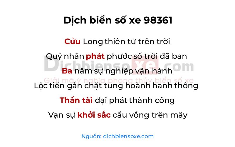 Dịch thơ biển số 98361