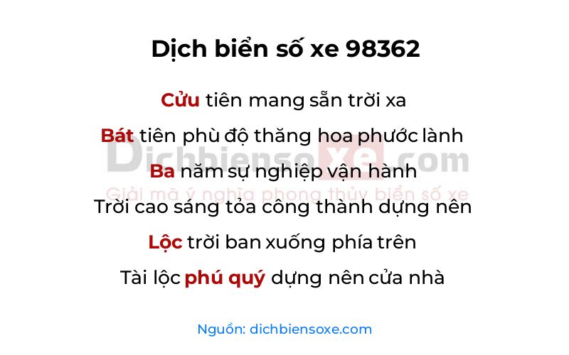 Dịch thơ biển số 98362