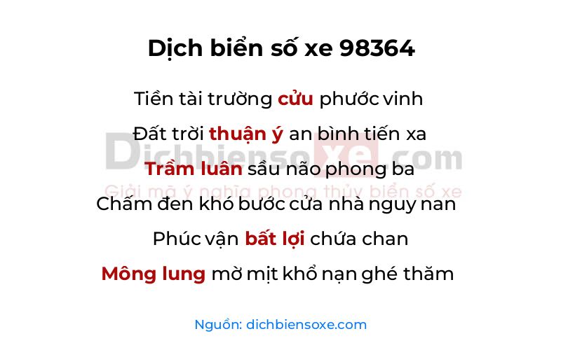 Dịch thơ biển số 98364