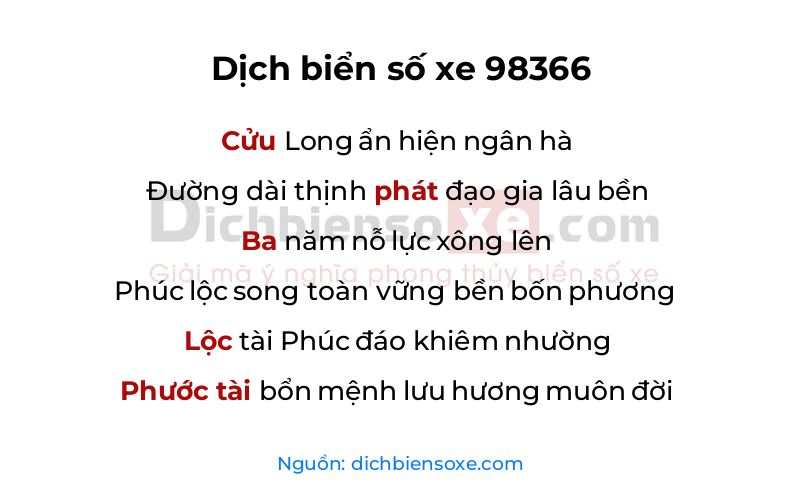 Dịch thơ biển số 98366
