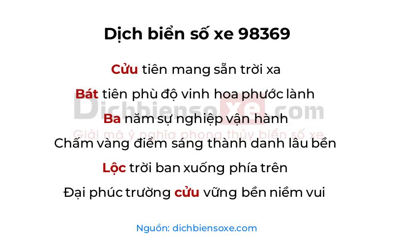 Dịch thơ biển số 98369