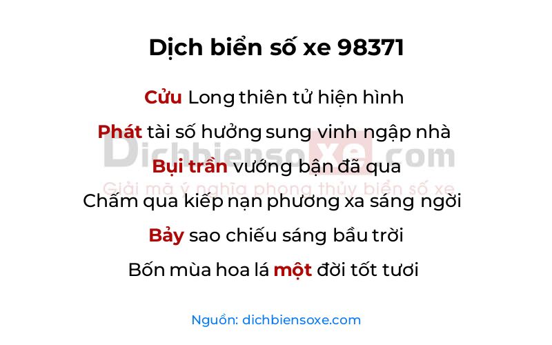 Dịch thơ biển số 98371