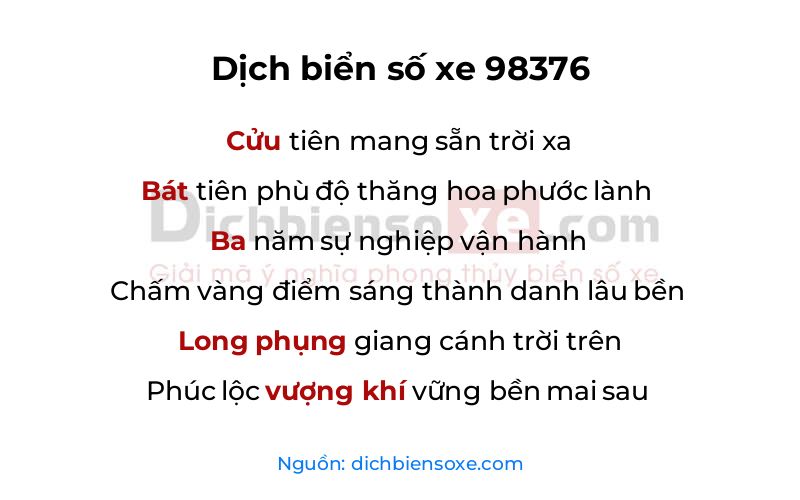 Dịch thơ biển số 98376
