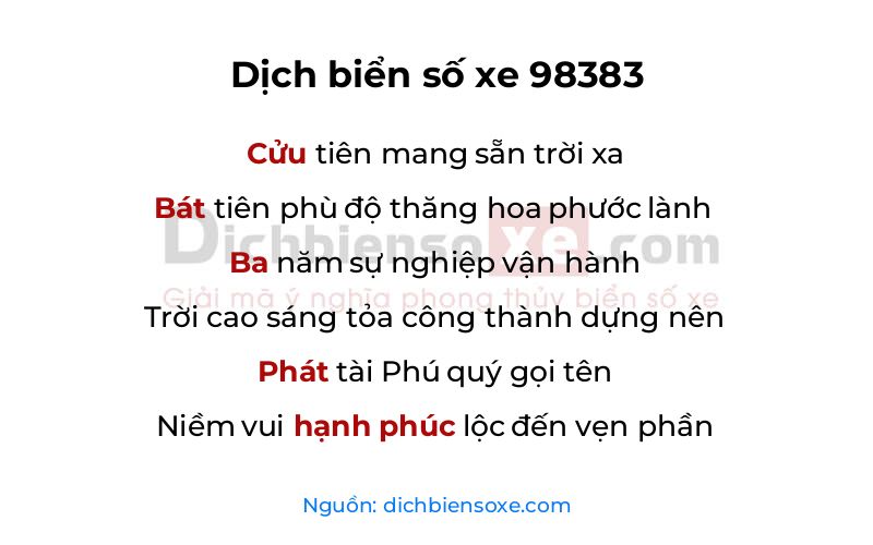 Dịch thơ biển số 98383