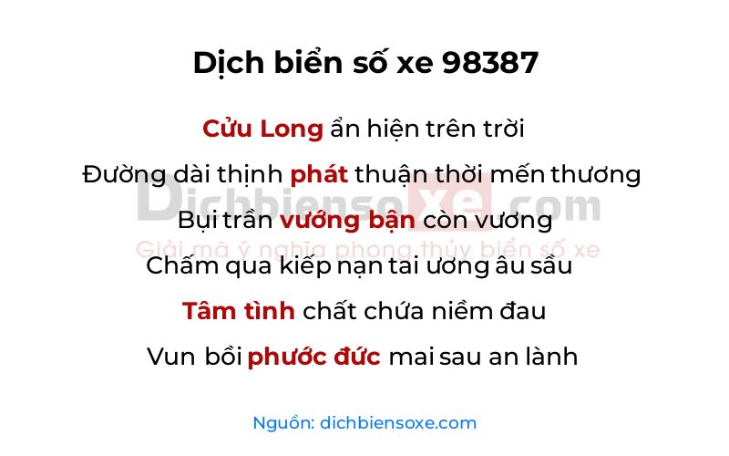 Dịch thơ biển số 98387