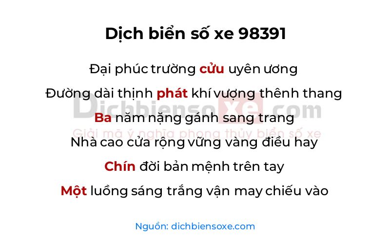 Dịch thơ biển số 98391