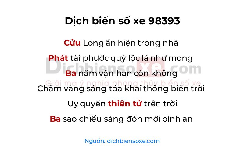 Dịch thơ biển số 98393