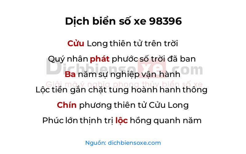 Dịch thơ biển số 98396