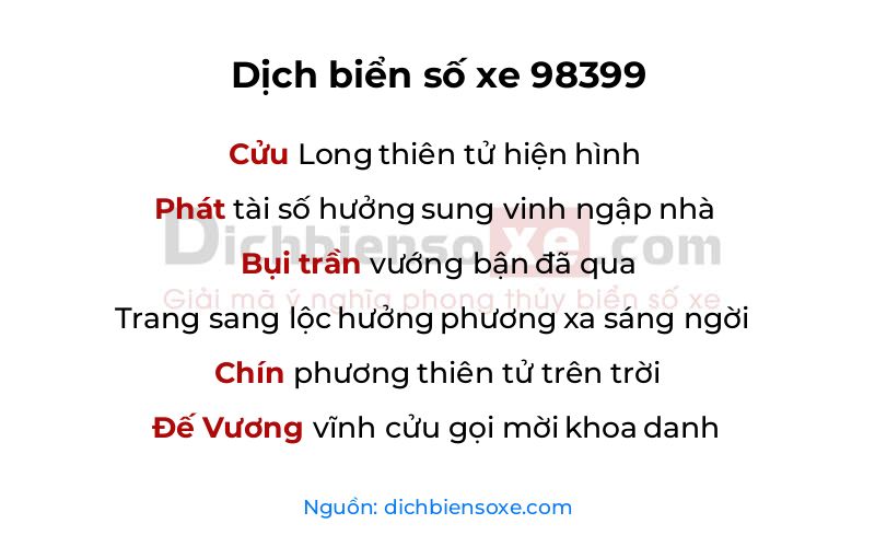 Dịch thơ biển số 98399